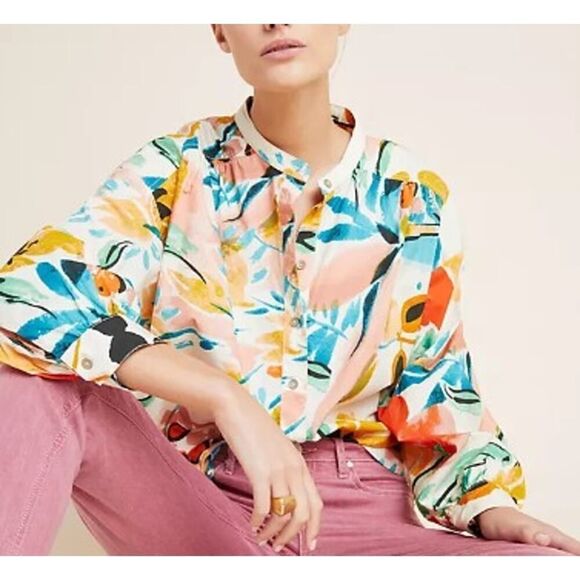 Anthropologie Crisanta Poplin Buttondown Sz. XS - Picture 1 of 7